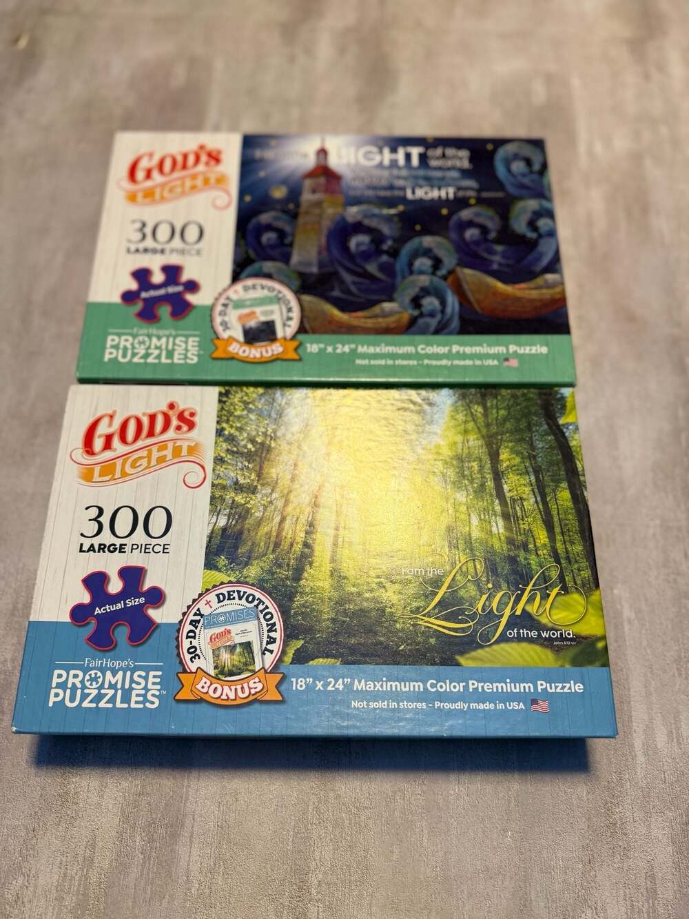 FairHope's Promise Puzzles God's Light 300 Large Piece Jigsaw Puzzles Set of 2